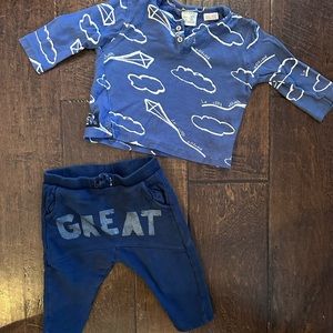 Zara Baby Boy 6-9 Month Set - Blue Sky Print
